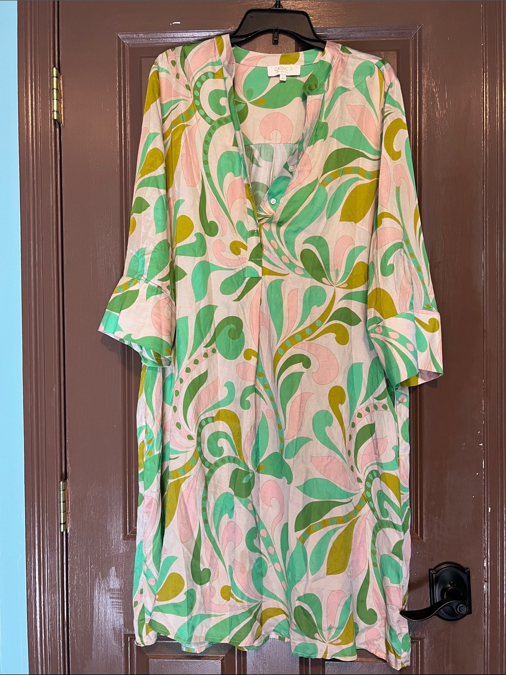 Catnoir Lightweight Green & Pink Floral Print Women’s Dress 44